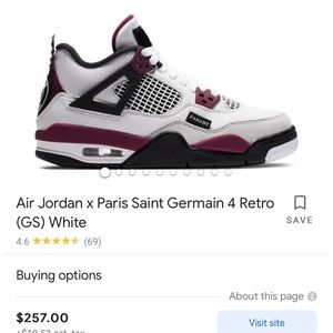 Jordan 4 retro PSG paris saint germain